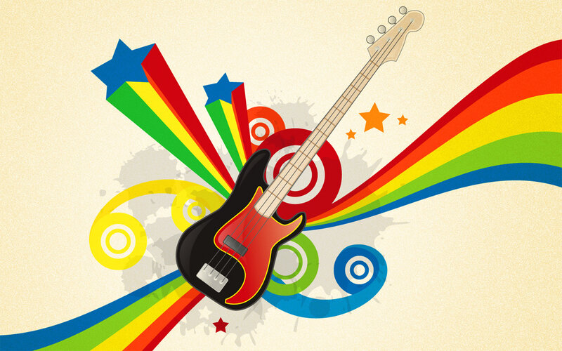 Colorful bass guitar art