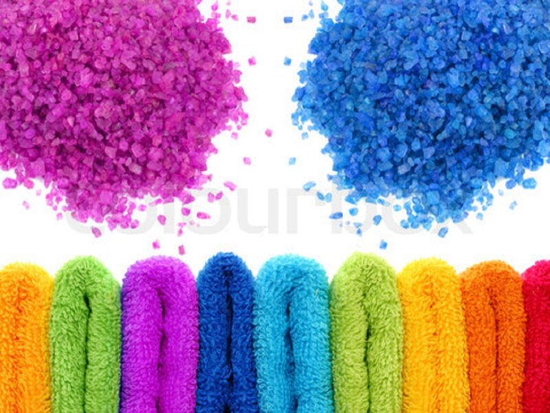 Colorful Bath Salts and Towels