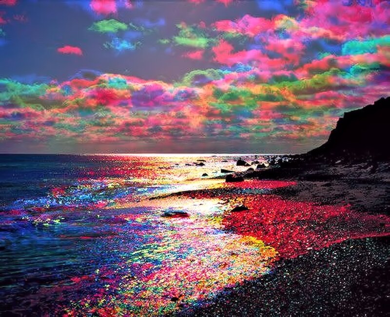 Colorful Beach at Sunset