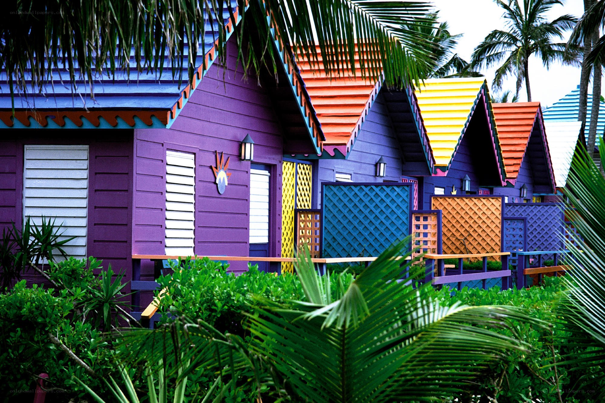 Colorful beach cabanas