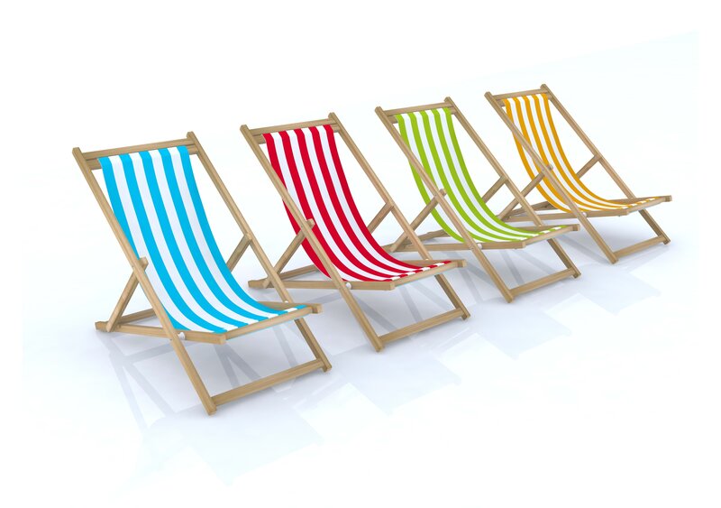 Colorful beach chairs in a row