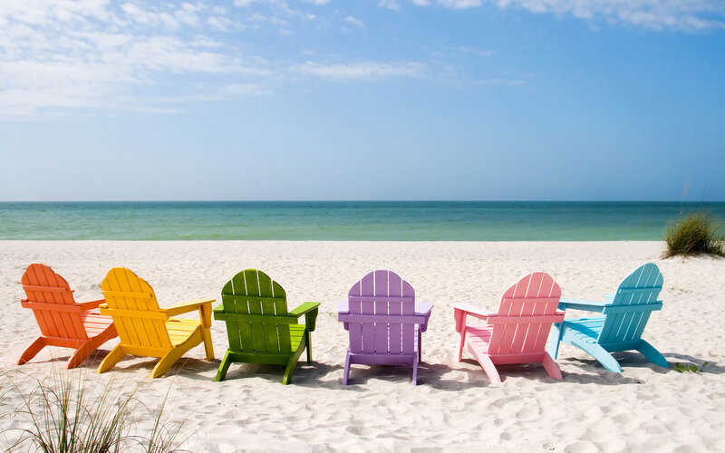 Colorful Beach Chairs — White