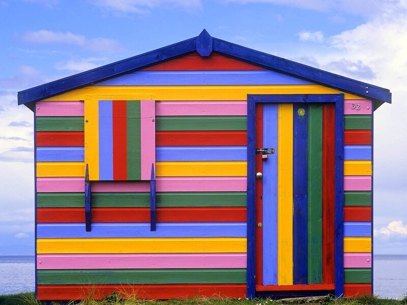 Colorful beach hut by the sea