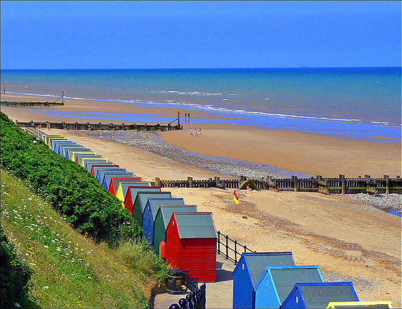 Colorful Beach Huts — Blue, Serene
