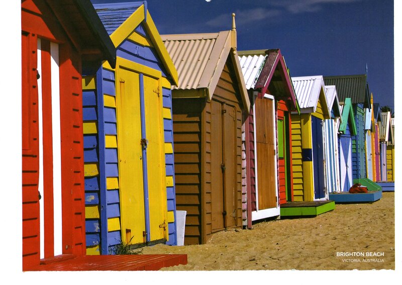 Colorful Beach Huts — Red, Vibrant