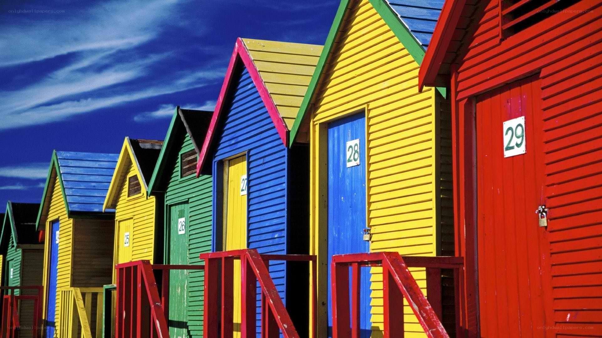 Colorful beach huts