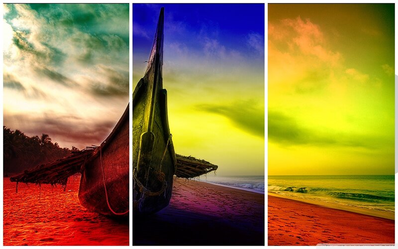 Colorful beach triptych