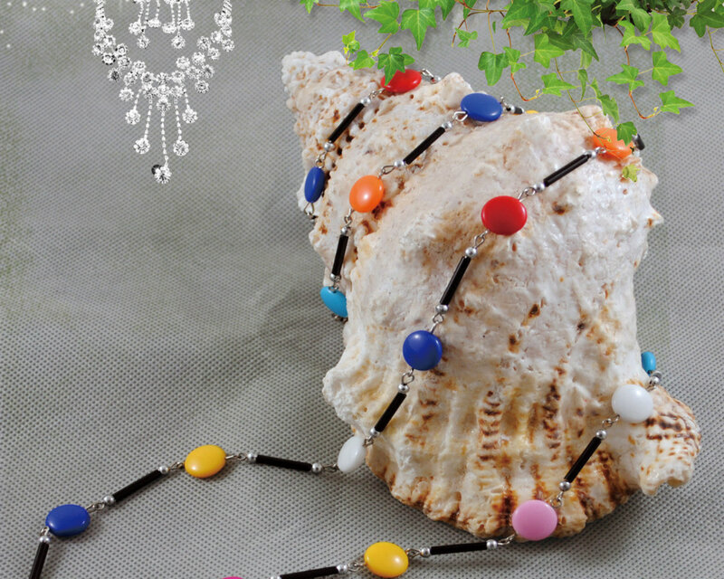 Colorful Beaded Necklace — White