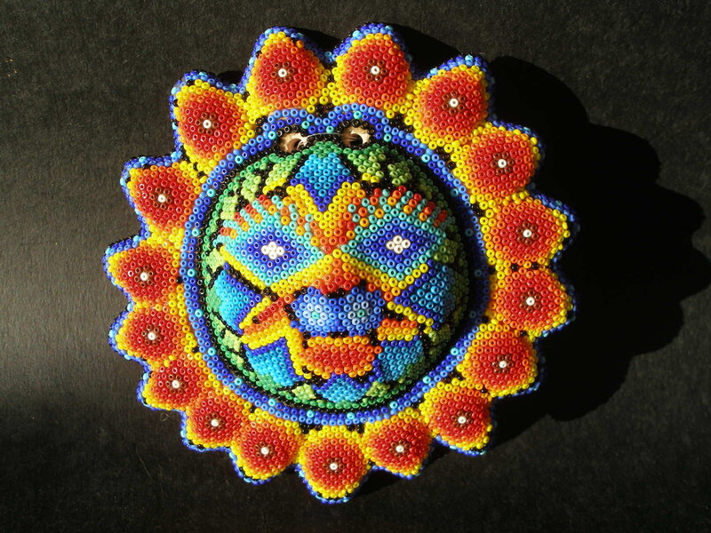 Colorful beaded sun design