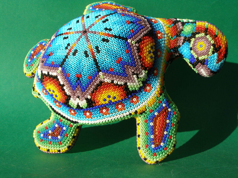 colorful beaded turtle sculpture
