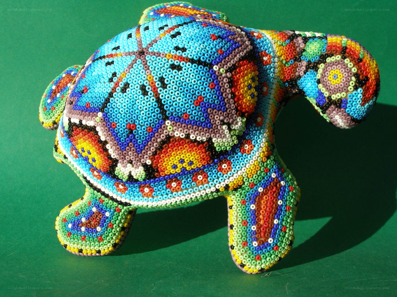 colorful beaded turtle sculpture
