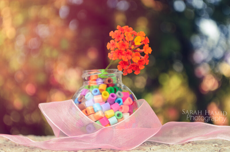 Colorful Beads in Jar