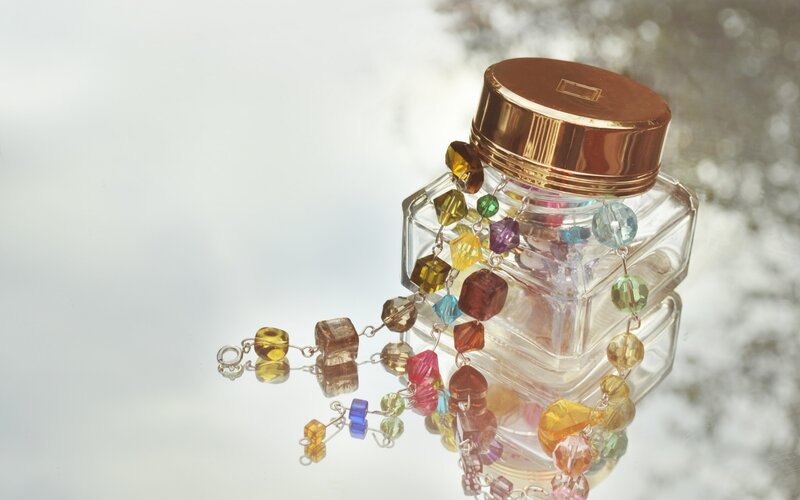 Colorful Beads on Perfume Bottle