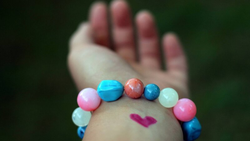 colorful beads on wrist