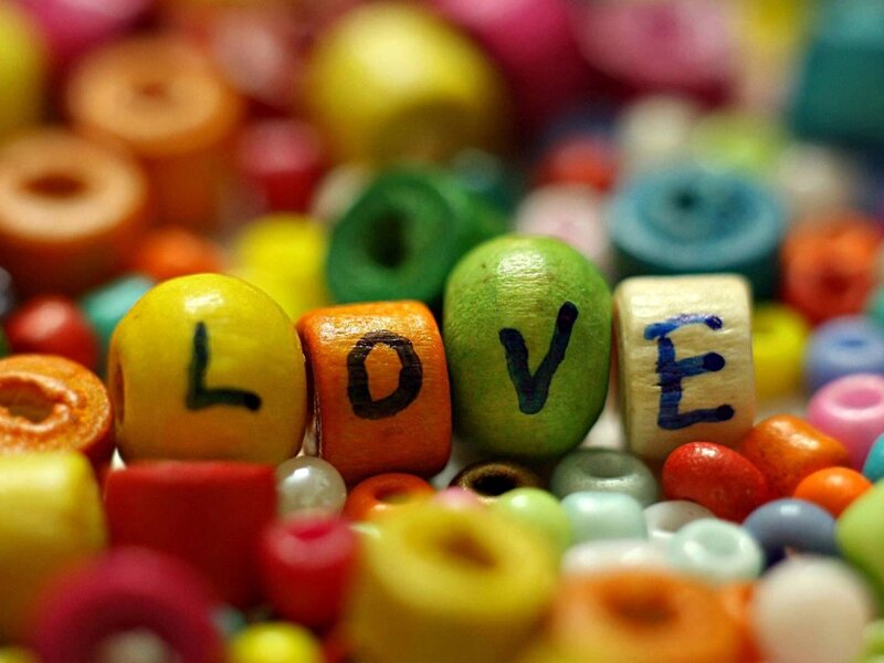 Colorful beads spelling love