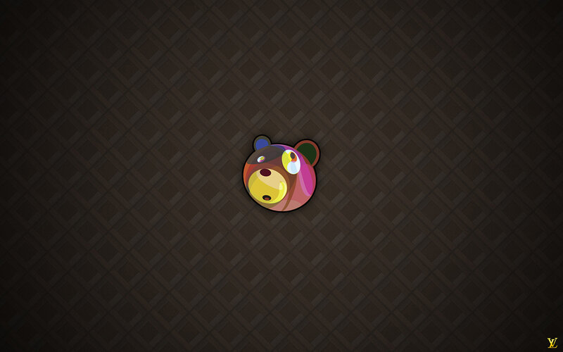 colorful bear logo on dark background