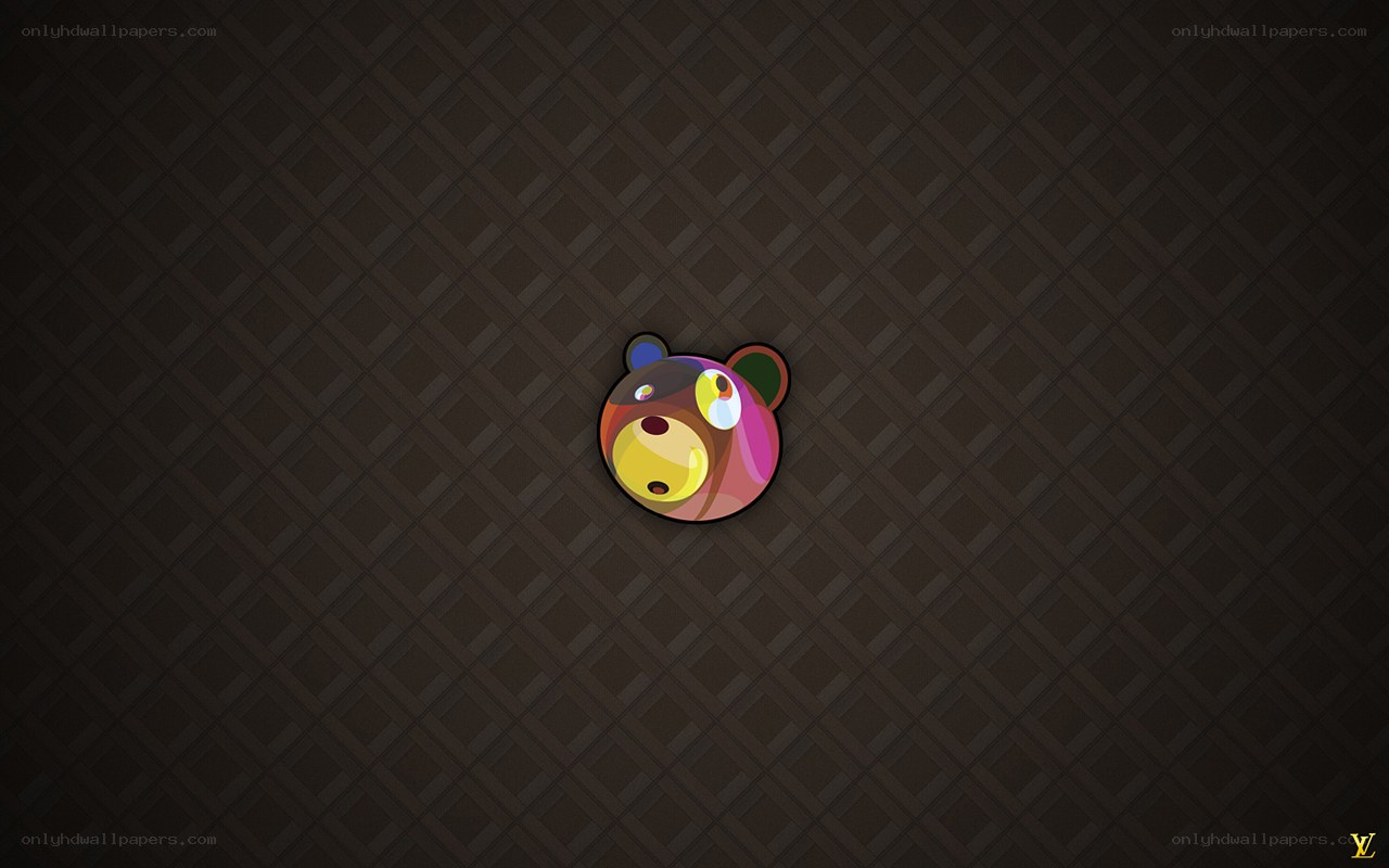 colorful bear logo on dark background