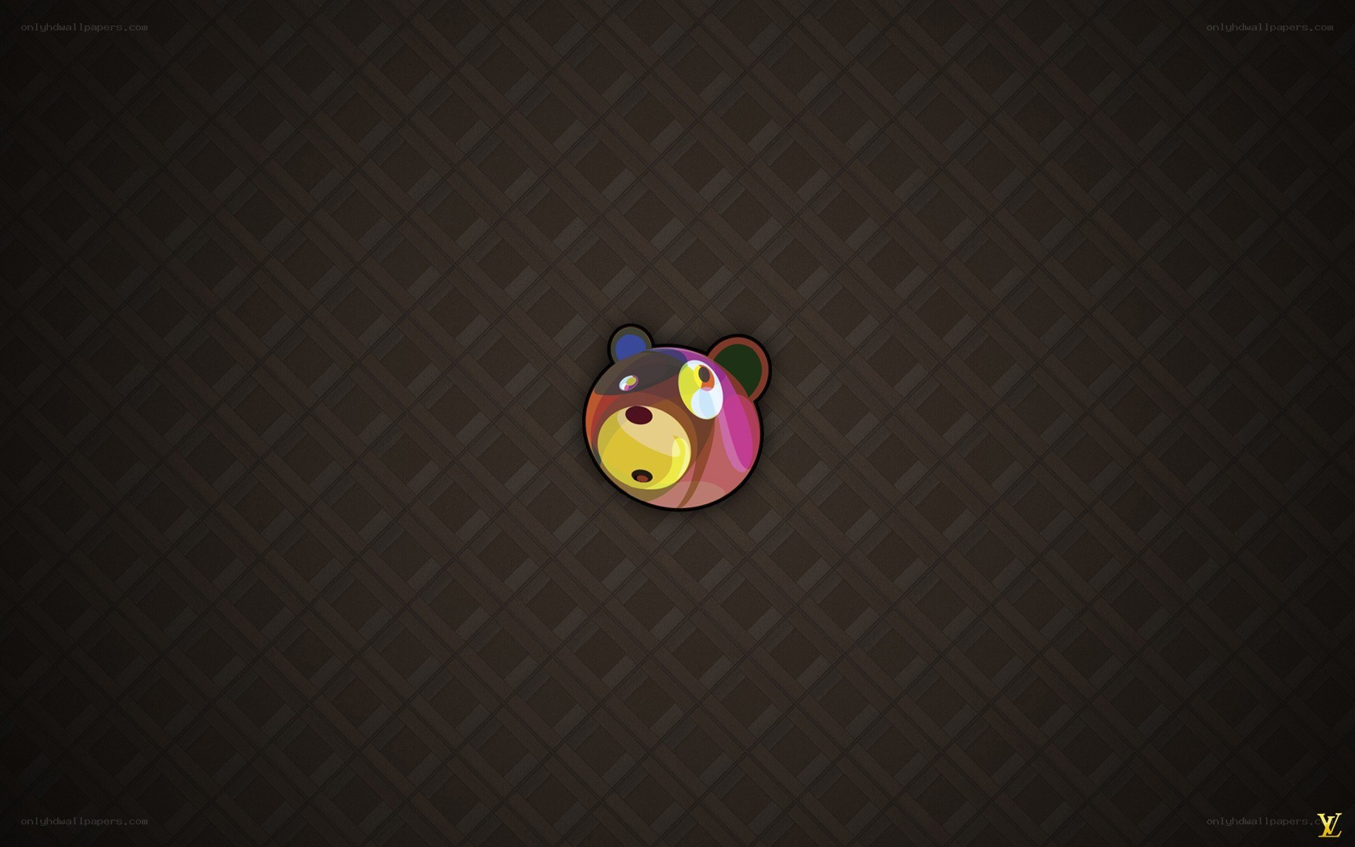 colorful bear logo on dark background