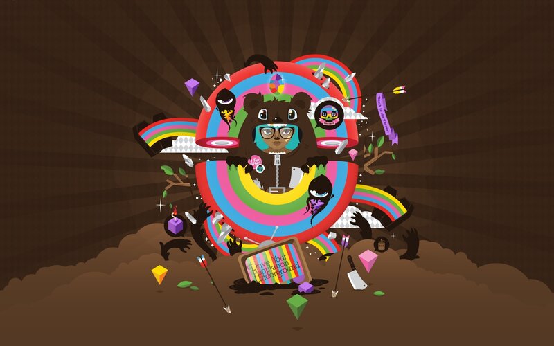 colorful bear with rainbow