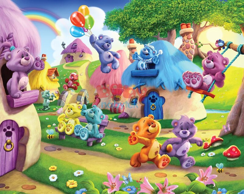 Colorful Bears in Village — Green