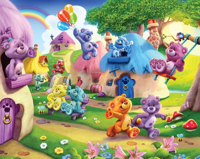Colorful Bears in Village