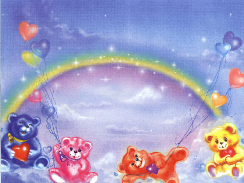colorful bears with rainbow