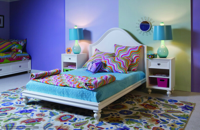 Colorful Bedroom with Two Beds