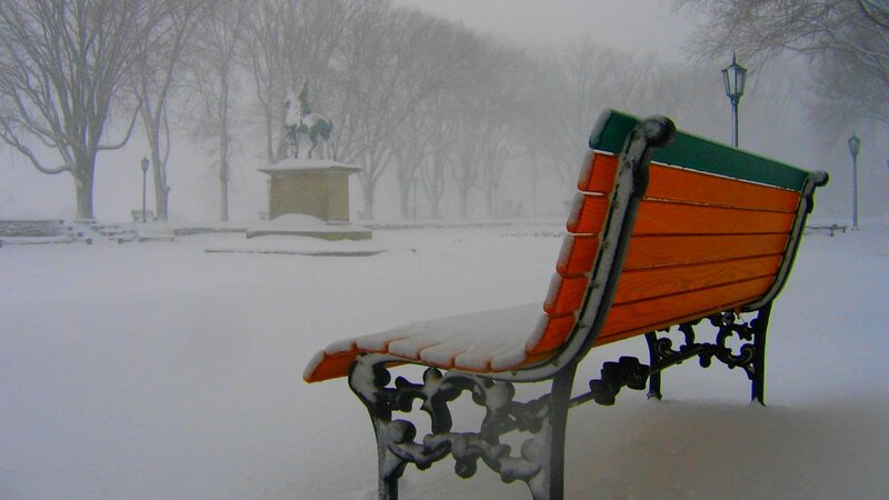 Colorful Bench in Snow
