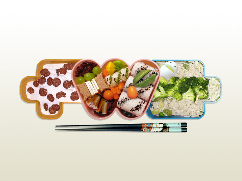 colorful bento boxes with food