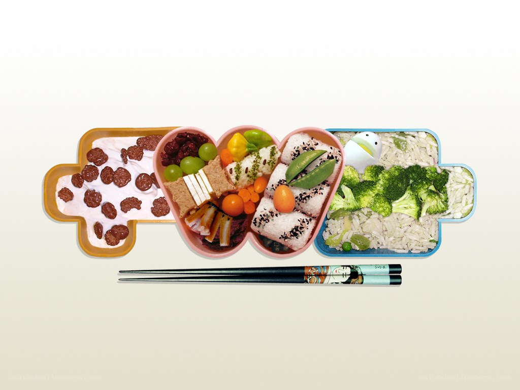 colorful bento boxes with food