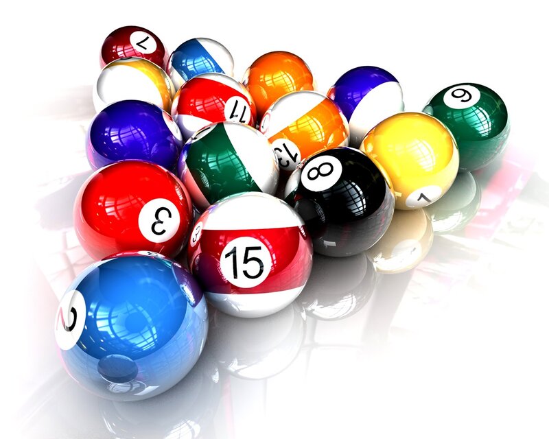 Colorful billiard balls in a pile
