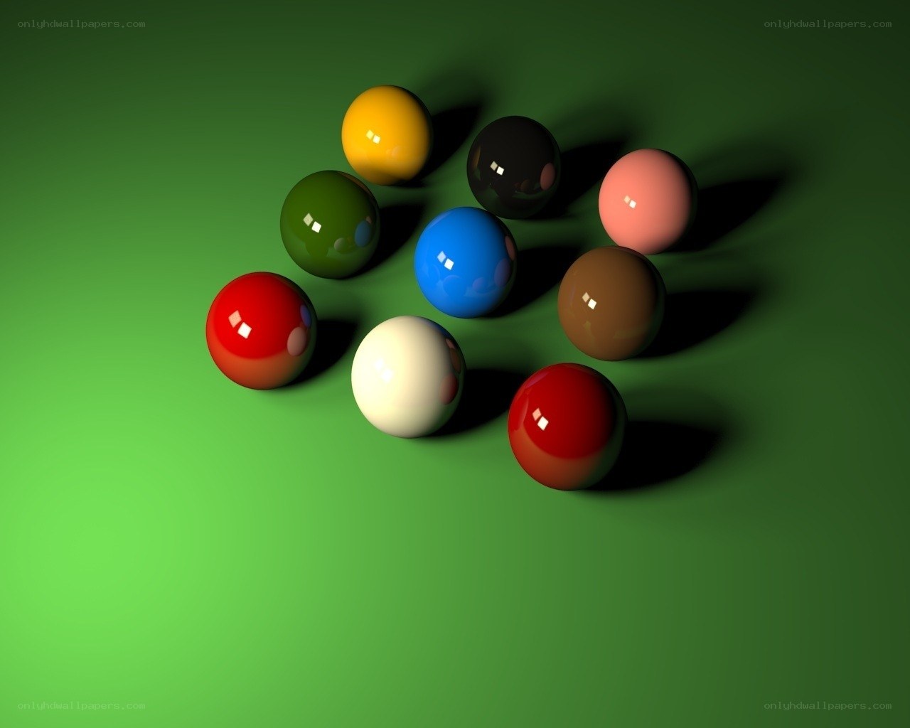 Colorful billiard balls on green