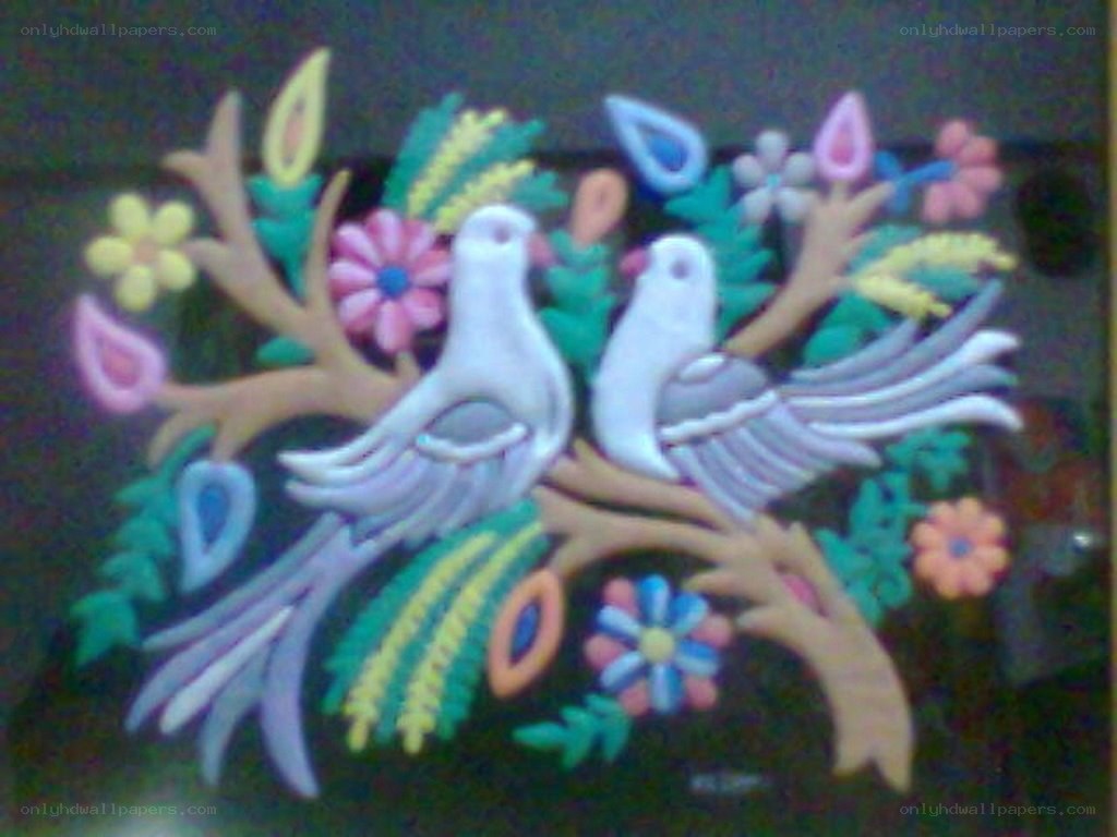 colorful bird and flower art