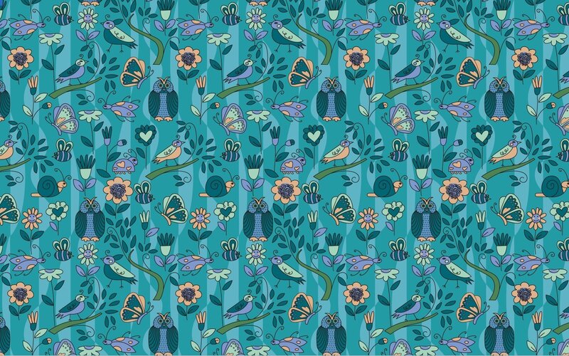 colorful bird and owl pattern
