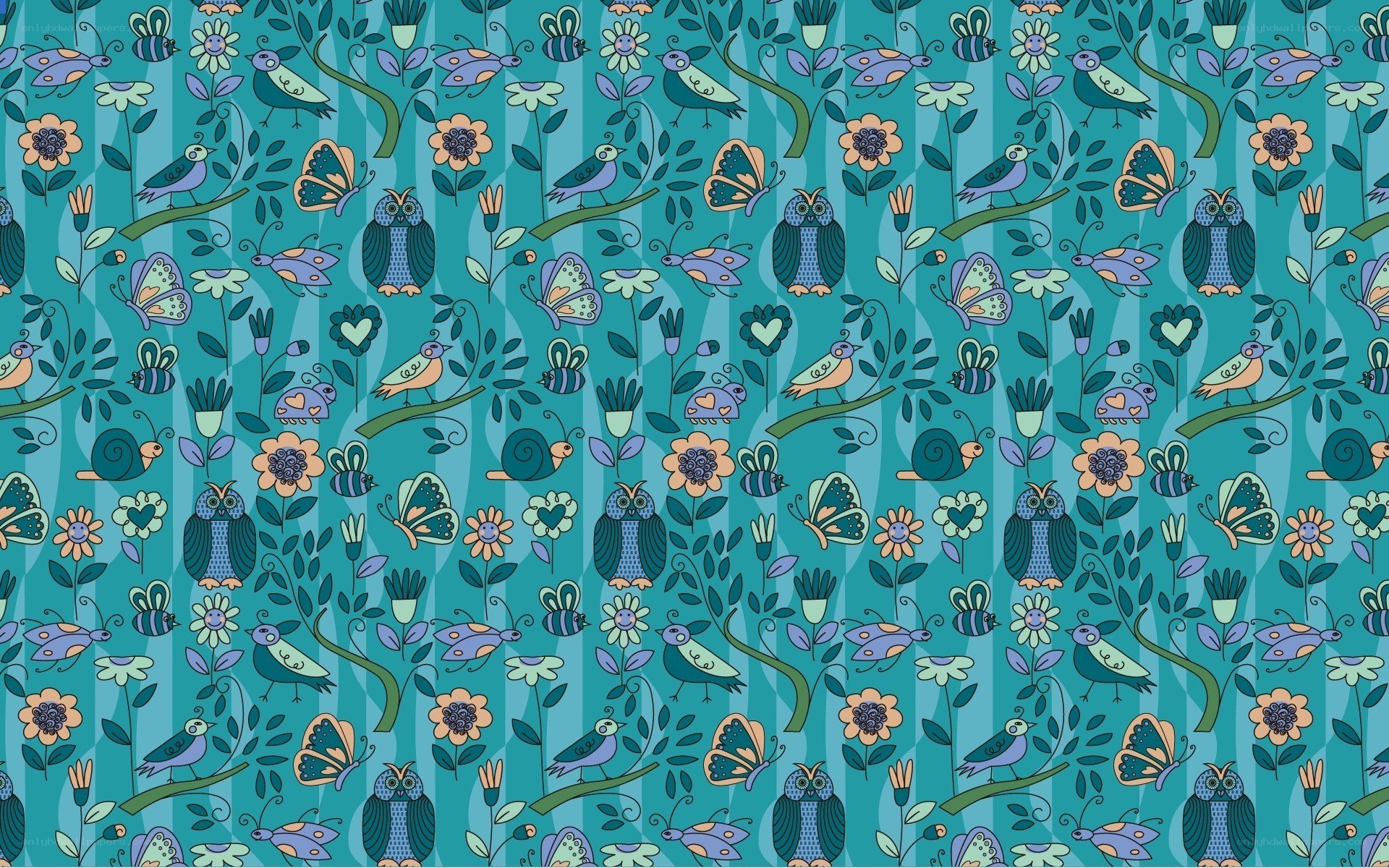 colorful bird and owl pattern