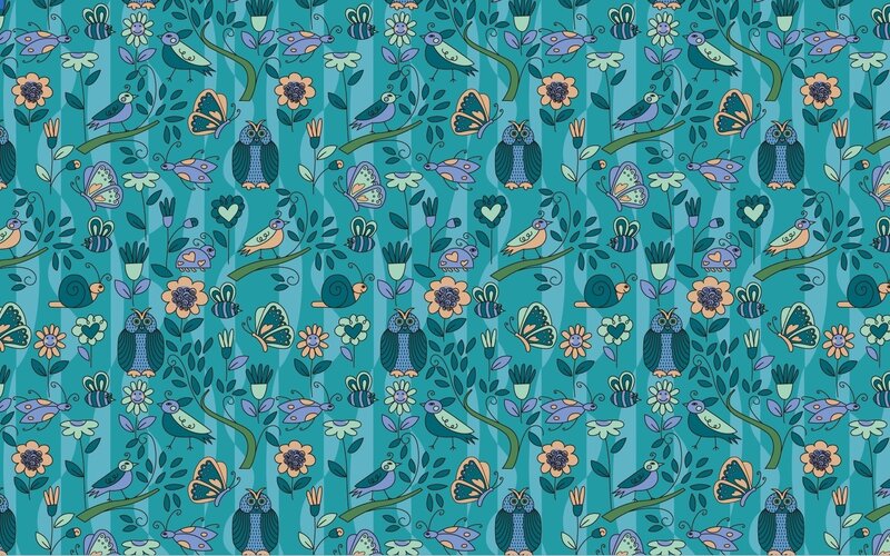 colorful bird and owl pattern