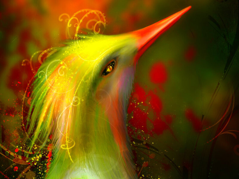 Colorful Bird Head — Green