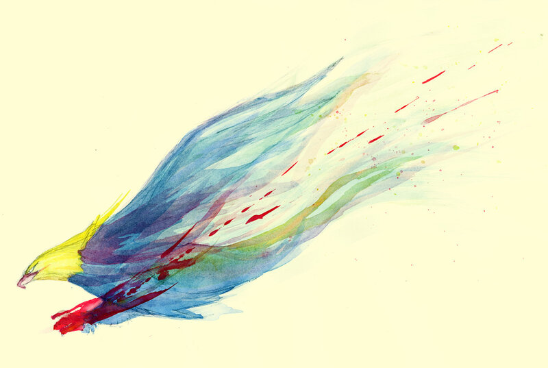 Colorful Bird in Flight — Blue