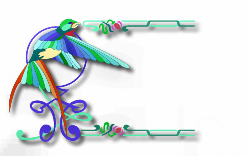 Colorful Bird in Flight — Green, Ornate