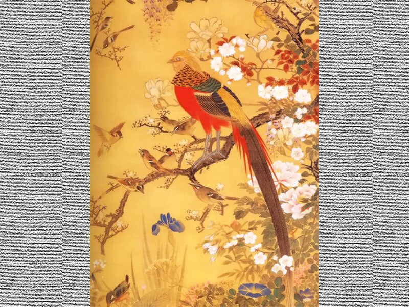 Colorful Bird on Branch — Yellow, Serene, Spring