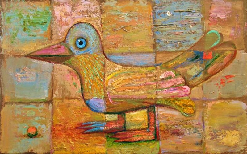 Colorful Bird Painting — Yellow