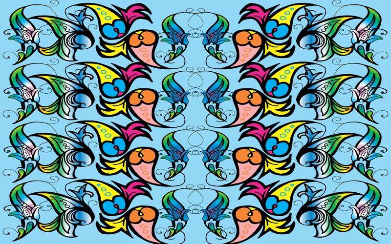 Colorful Bird Pattern — Blue