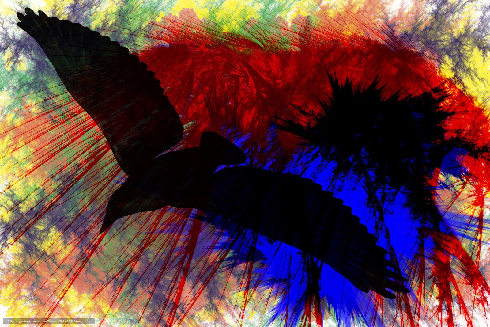 Colorful bird silhouette art