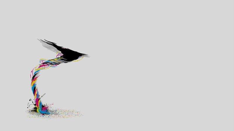 Colorful Bird Silhouette — Black