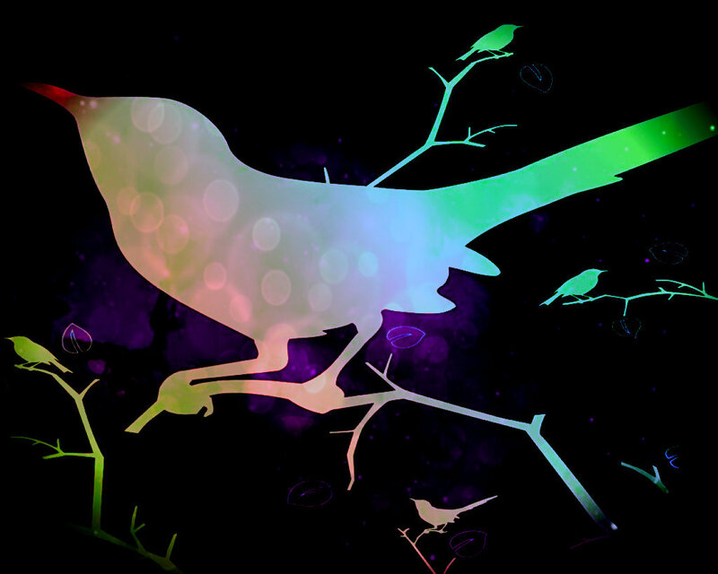 Colorful Bird Silhouette — Green