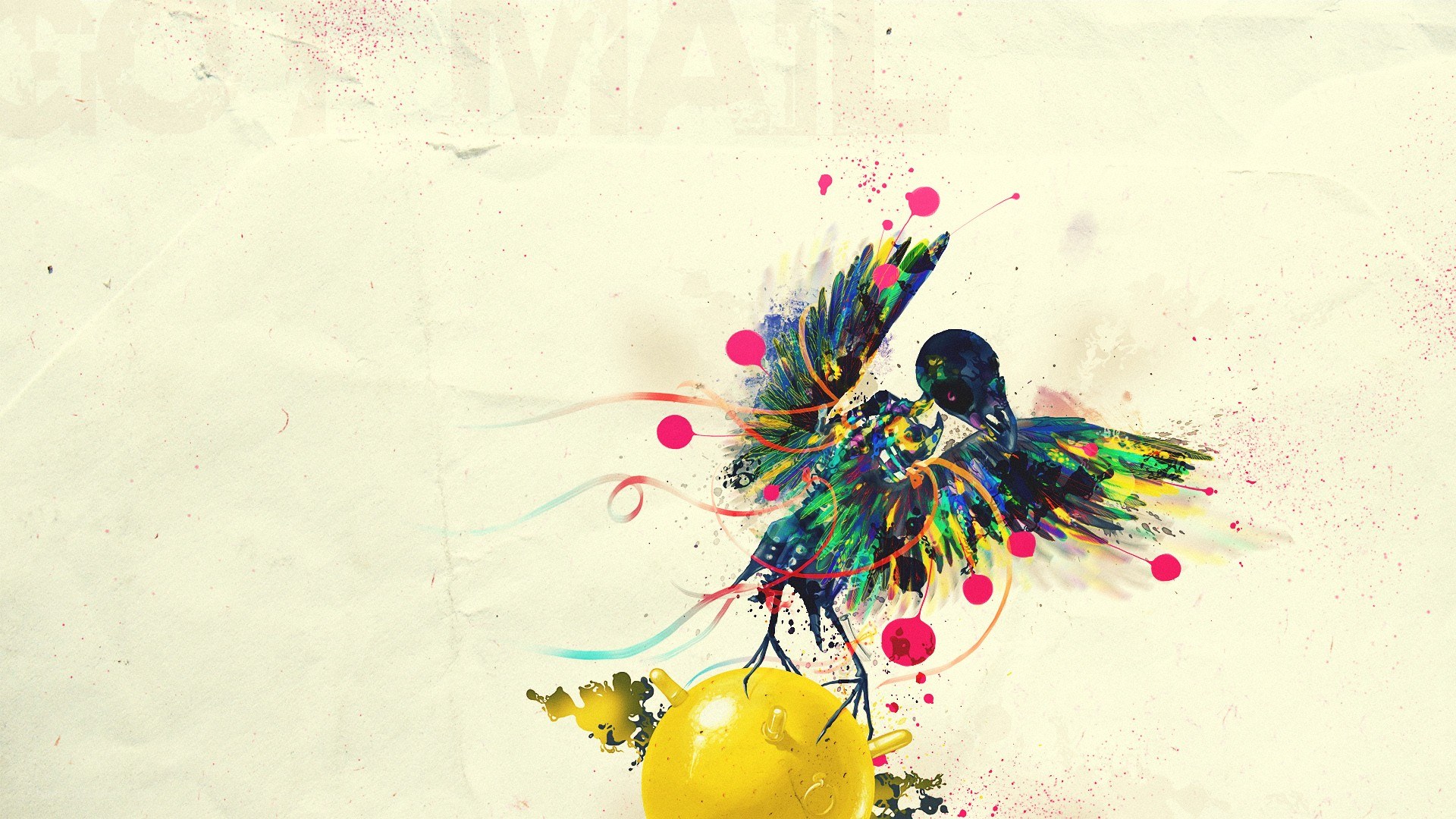 colorful bird splatter art