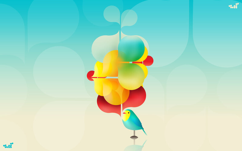 colorful bird with abstract shapes