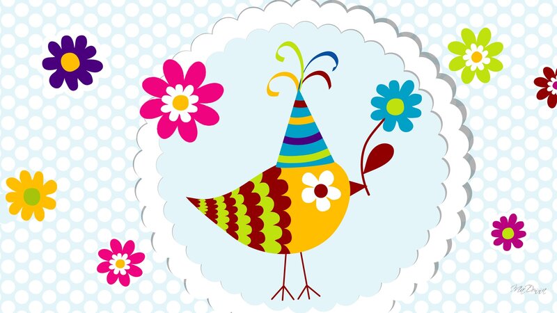 Colorful Bird with Party Hat