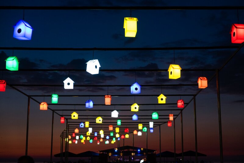 Colorful Birdhouse Lanterns