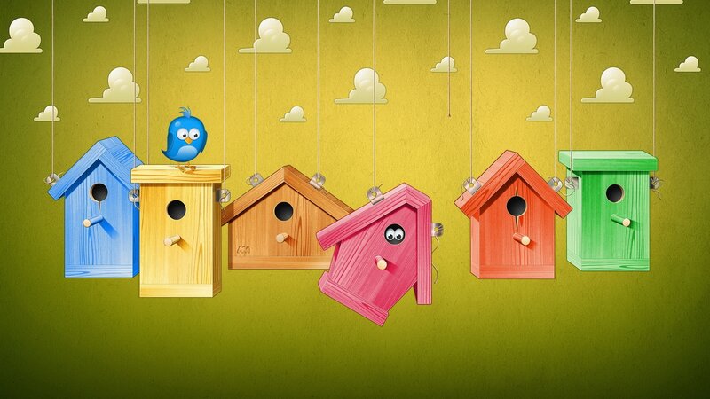 Colorful Birdhouses Hanging
